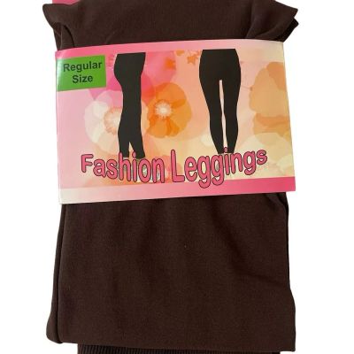 Brown High Waisted Fashion Leggings regular Size one size  - NWT